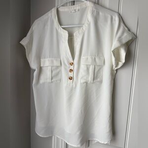 Mine Cream Button-Front Women's Blouse
